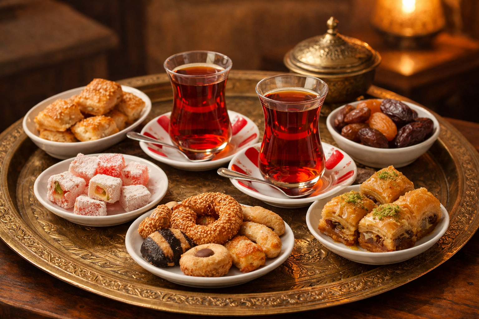 Çay ikramı ve tabak sunumu